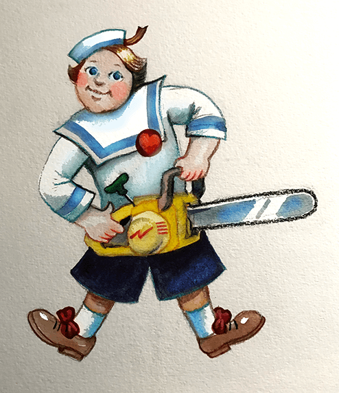Chainsaw boy, teckning 1999